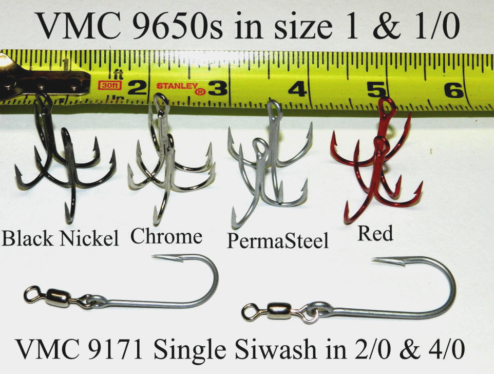 Meat Rig ** MEAT RIGS™ Hook Exchange ** Double Snelled - Size 1, VMC Treble Hoo ...