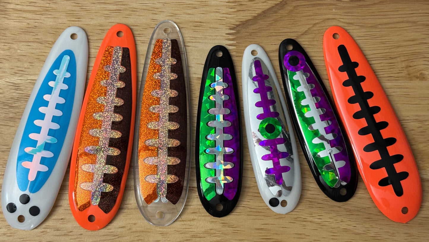 Bone Ladderback + Left and Right Sides (3 sticker pieces) (Full Spoon) - Trolling Spoon Stickers (Lure Tape)