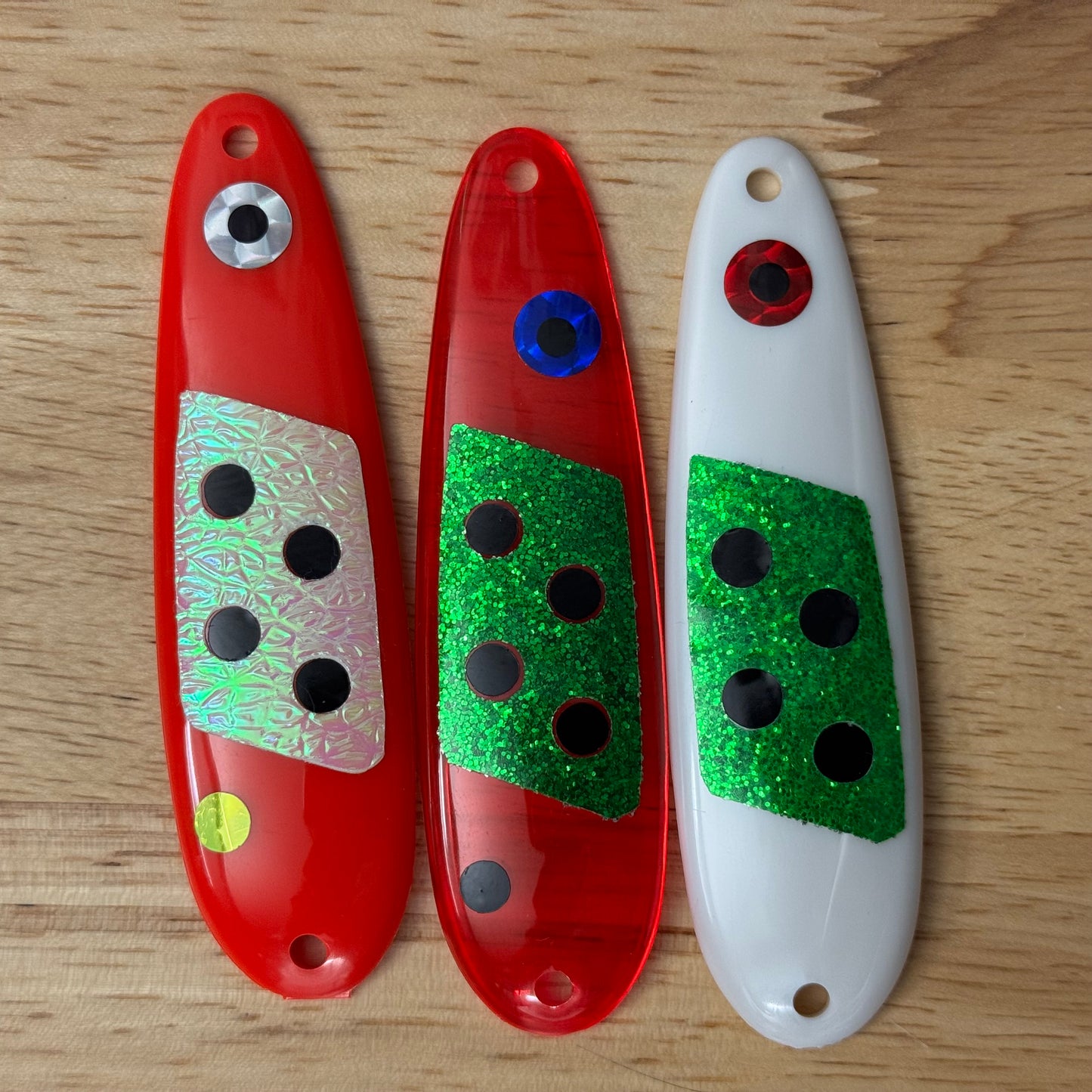 Middle 1/2 Spoon Sticker with 4 Holes - Trolling Spoon Stickers (Lure Tape)